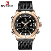 NAVIFORCE NF9153 Watches for Men Dual Display Digital Alarm Clock Fashion Stainless Steel Sport Waterproof Wristwatch